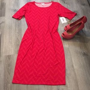LulaRoe L Julia dress, NWT, red reverse chevron
